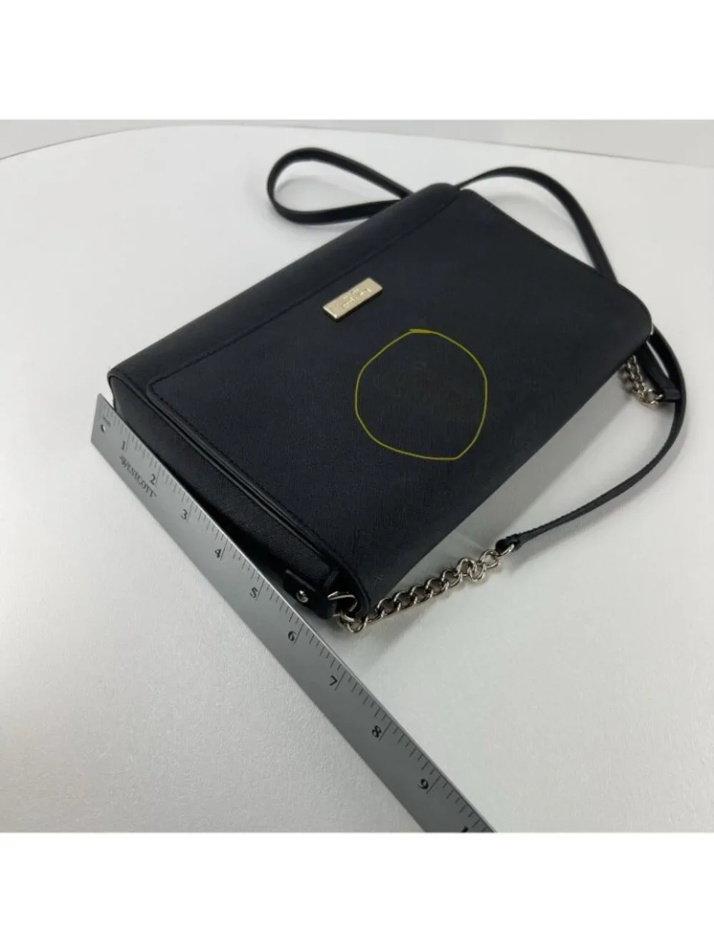 Kate Spade Tilden Place Alek Crossbody Bag Womens Saffiano Leather Chain Black